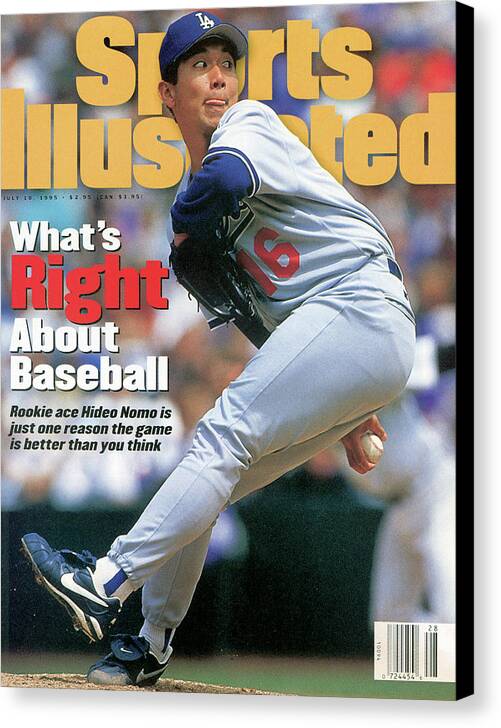 Magazine Cover Canvas Print featuring the photograph Los Angeles Dodgers Hideo Nomo... Sports Illustrated Cover by Sports Illustrated
