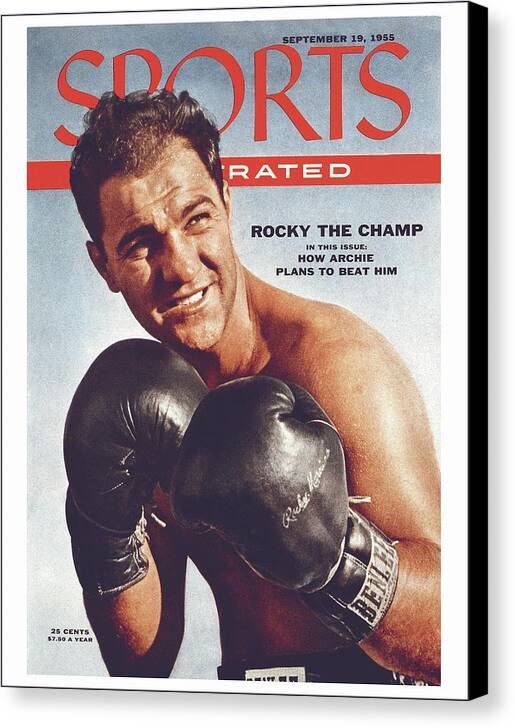 Magazine Cover Canvas Print featuring the photograph Rocky Marciano, Heavyweight Boxing Sports Illustrated Cover by Sports Illustrated