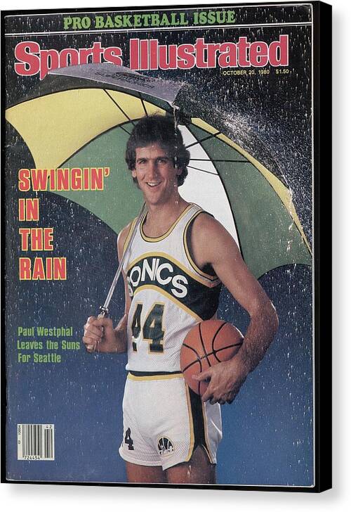 Magazine Cover Canvas Print featuring the photograph Seattle Supersonics Paul Westphal, 1980 Nba Baseball Preview Sports Illustrated Cover by Sports Illustrated