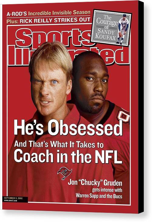 Magazine Cover Canvas Print featuring the photograph Tampa Bay Buccaneers Coach Jon Gruden And Warren Sapp Sports Illustrated Cover by Sports Illustrated