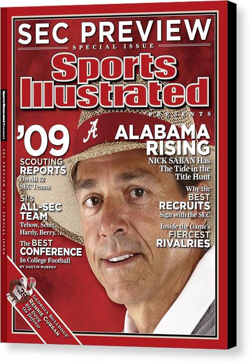 Magazine Cover Canvas Print featuring the photograph University Of Alabama Head Coach Nick Saban Sports Illustrated Cover by Sports Illustrated