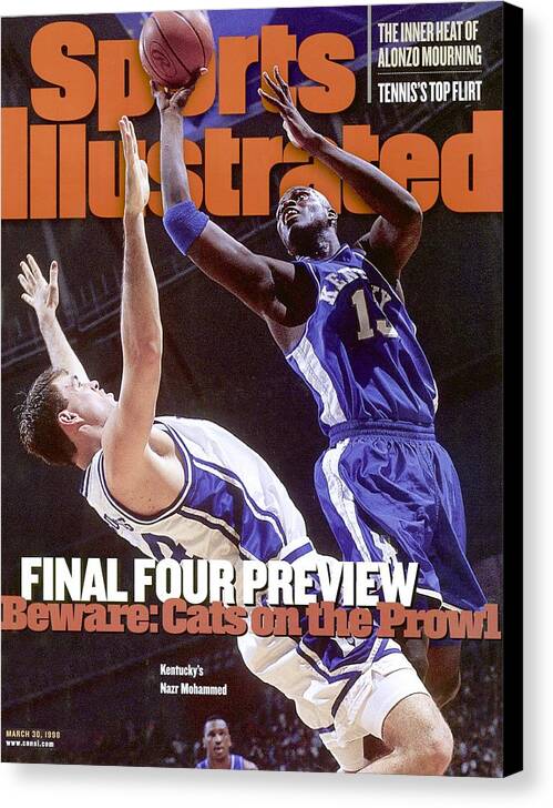 Playoffs Canvas Print featuring the photograph University Of Kentucky Nazr Mohammed, 1998 Ncaa South Sports Illustrated Cover by Sports Illustrated