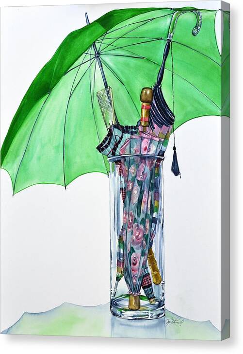 Umbrella Canvas Print featuring the painting The Umbrella Plan by Jane Loveall