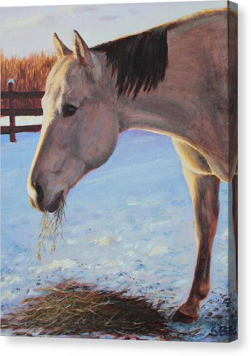  Canvas Print featuring the painting Warming up by Sabina Bonifazi