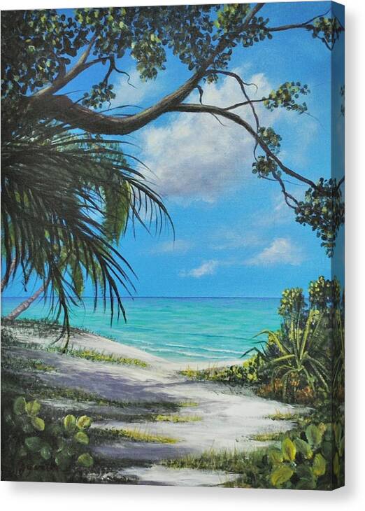 Tropical Seascape Canvas Print featuring the painting Negril Footpath by Alan Zawacki