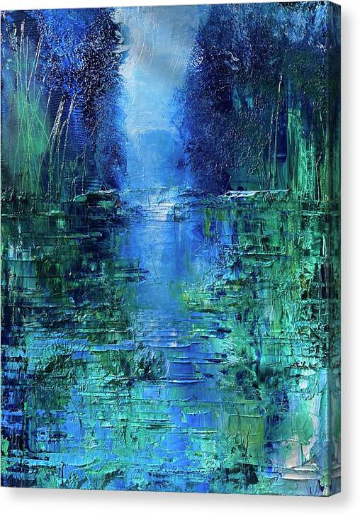 Abstract Canvas Print featuring the painting Lily pad River by Julia S Powell