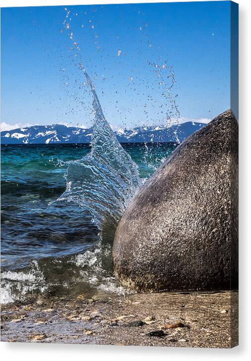 Lake Tahoe Splash Canvas Print featuring the photograph Splash by Martin Gollery