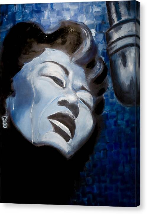 Ella Fitzgerald Canvas Print featuring the painting Ella by Tabetha Landt-Hastings