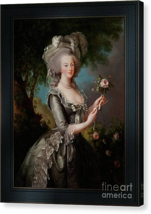 Marie Antoinette With A Rose Canvas Print featuring the painting Marie Antoinette with a Rose by Elisabeth-Louise Vigee Le Brun by Xzendor7