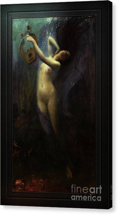 Ocean Deep Canvas Print featuring the painting Death of Sappho by Charles Amable Lenoir Old Master Reproduction by Xzendor7
