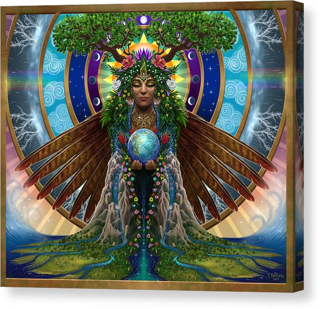 Gaia Canvas Print featuring the painting Gaia Sacred System by Cristina McAllister