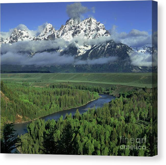 Dave Welling Canvas Print featuring the photograph Clearing Storm Snake River Overlook Grand Tetons Np by Dave Welling