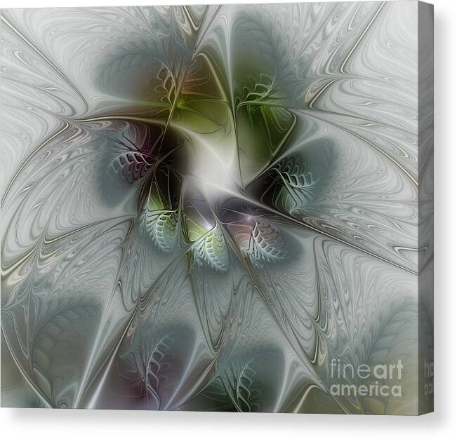 Abstract Canvas Print featuring the digital art Ice Flower by Karin Kuhlmann