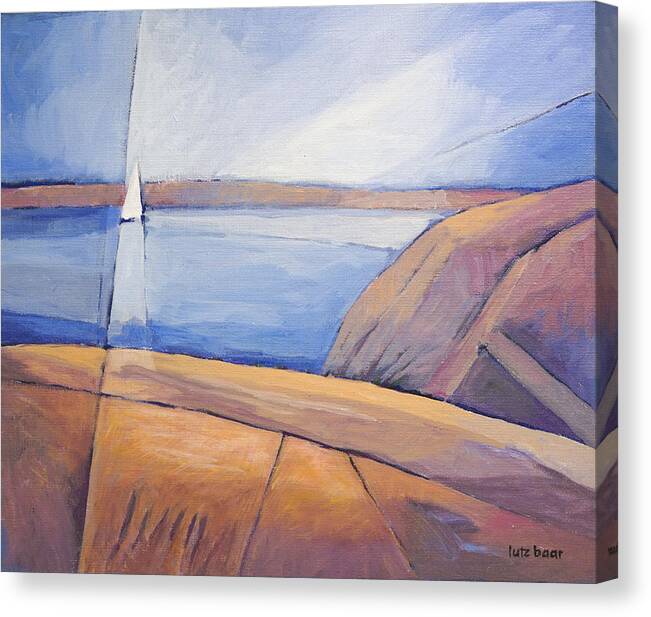 Coast Canvas Print featuring the painting Barren Coast Seascape by Lutz Baar