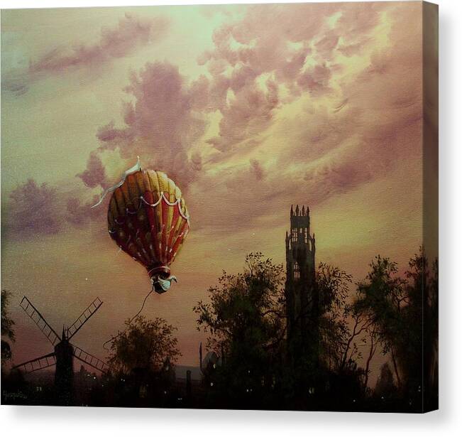 Hot Air Balloon Canvas Print featuring the painting Flight of the Swan by Tom Shropshire