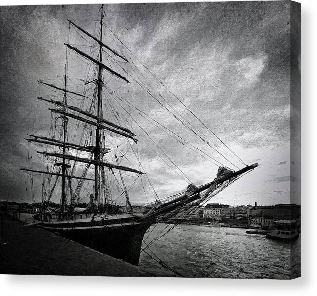 Ship Canvas Print featuring the mixed media Schooner Helsinki History by Aleksandrs Drozdovs