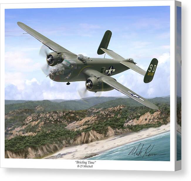 Aviation Art Canvas Print featuring the painting B-25 Mitchell by Mark Karvon