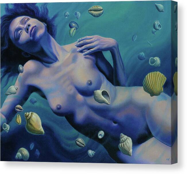 Shells Canvas Print featuring the painting Venus by Miguel Tio
