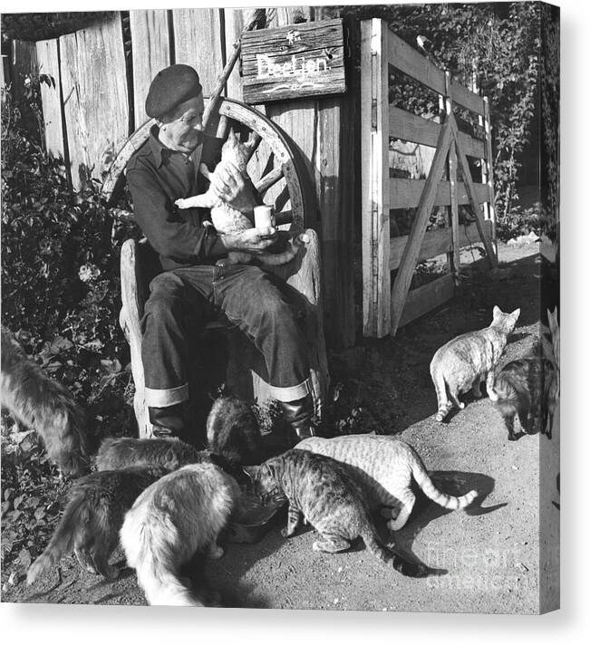 Helmuth Canvas Print featuring the photograph Helmuth Grandpa Deetjen at Deetjen's Big Sur Inn at Castro Canyon circa 1960 by Monterey County Historical Society
