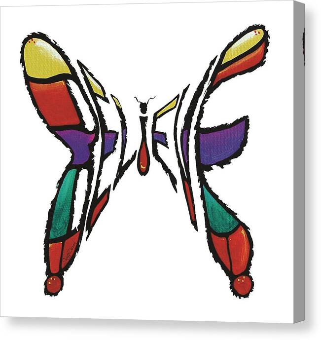 Believe-butterfly Acrylic On Canvas Painting Canvas Print featuring the painting Believe-Butterfly by Sandy Dusek