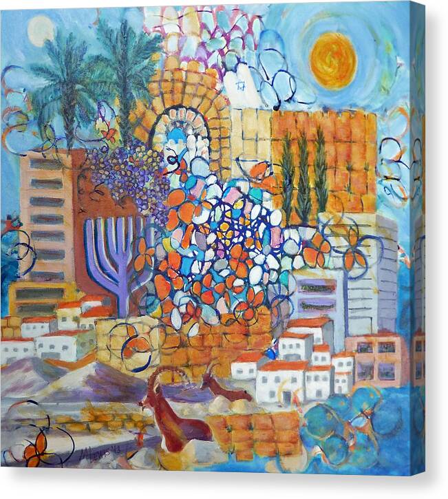 Vibrant Israel Canvas Print featuring the painting Vibrant Israel #1 by Melanie Lewis