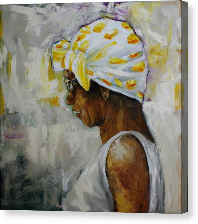 Lady In Scarf Canvas Print featuring the painting Miss Pearl by Jean Cormier