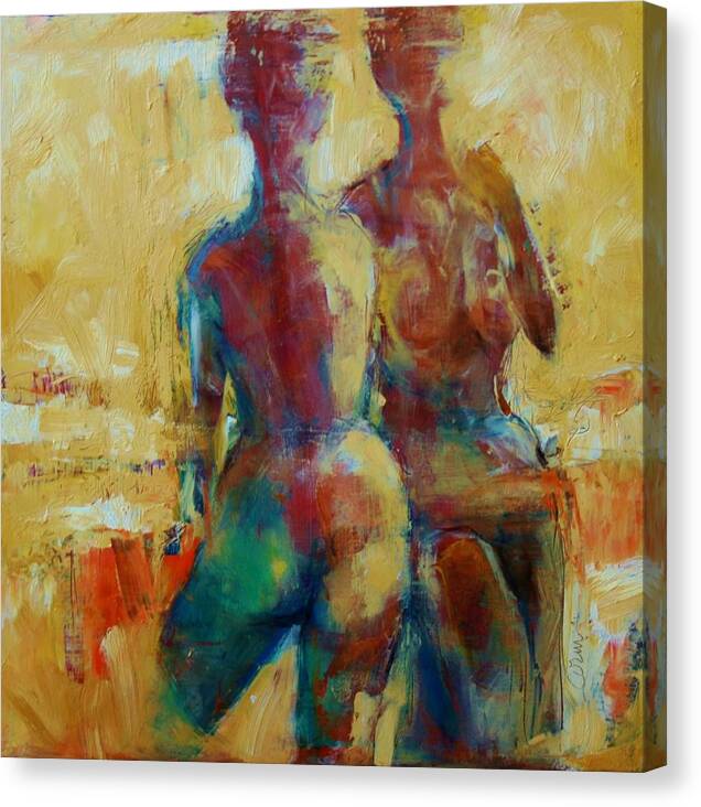 Expressive Women Canvas Print featuring the painting The Conversation by Jean Cormier