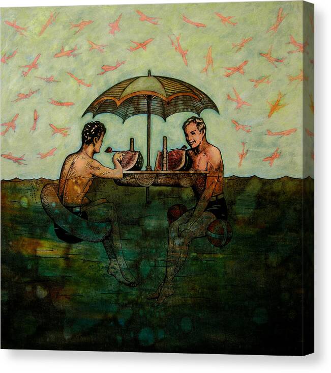  Canvas Print featuring the painting Picnic 2 #1 by Steve Fields