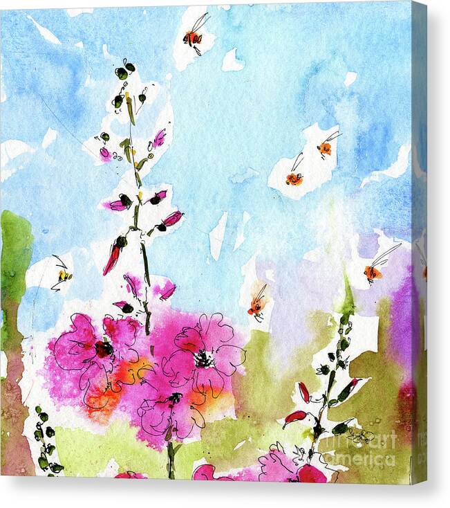 Decorative Canvas Print featuring the painting Pink Lavatera Floral Painting 1 #1 by Ginette Callaway