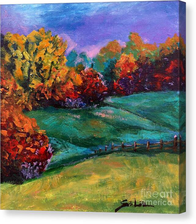 Abstract Landscape Canvas Print featuring the painting Autumn Meadow by Lidija Ivanek - SiLa