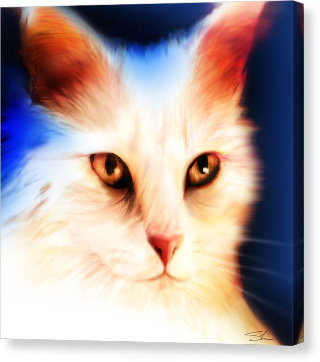 Cat Canvas Print featuring the mixed media Eyes by Shevon Johnson