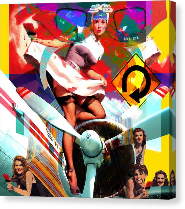 Girls Canvas Print featuring the painting Paint Brush Girls by Robert Anderson