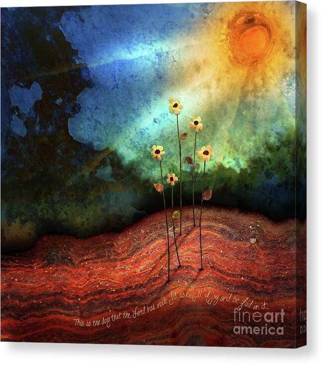 Psalm 118:24 Canvas Print featuring the mixed media This Is The Day by Shevon Johnson