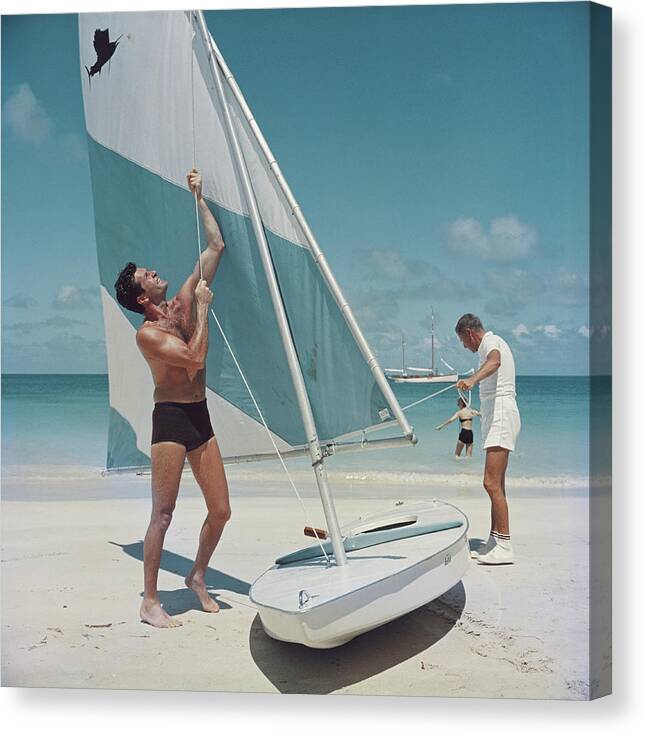 Hugh O'brian Canvas Print featuring the photograph Boating In Antigua by Slim Aarons