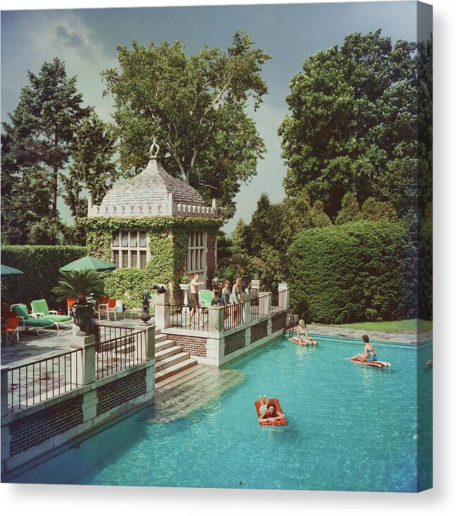 Swimming Pool Canvas Print featuring the photograph Family Pool by Slim Aarons