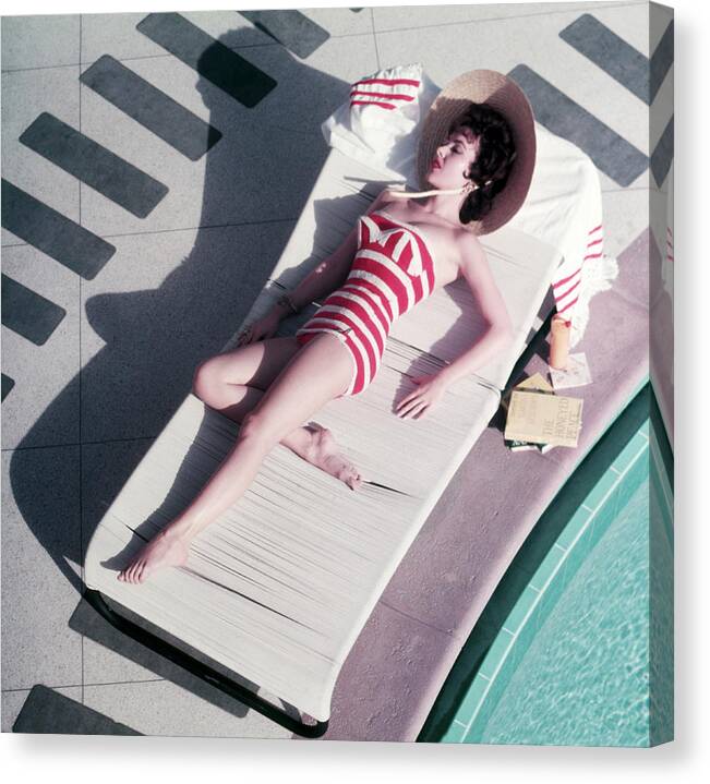 People Canvas Print featuring the photograph Mara Lane At The Sands by Slim Aarons