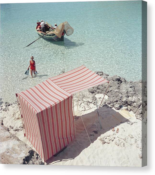 People Canvas Print featuring the photograph Marietine Birnie, Blue Lagoon by Slim Aarons