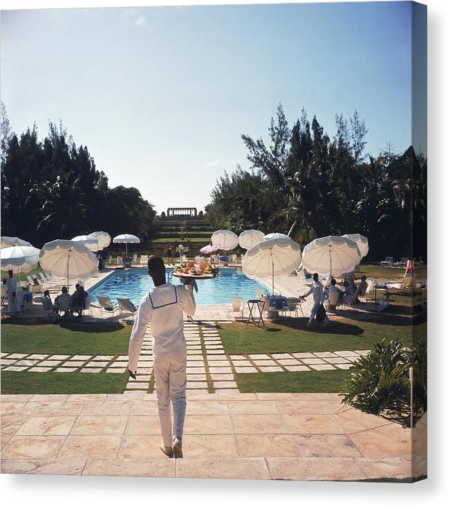 People Canvas Print featuring the photograph Ocean Club On Paradise Island by Slim Aarons