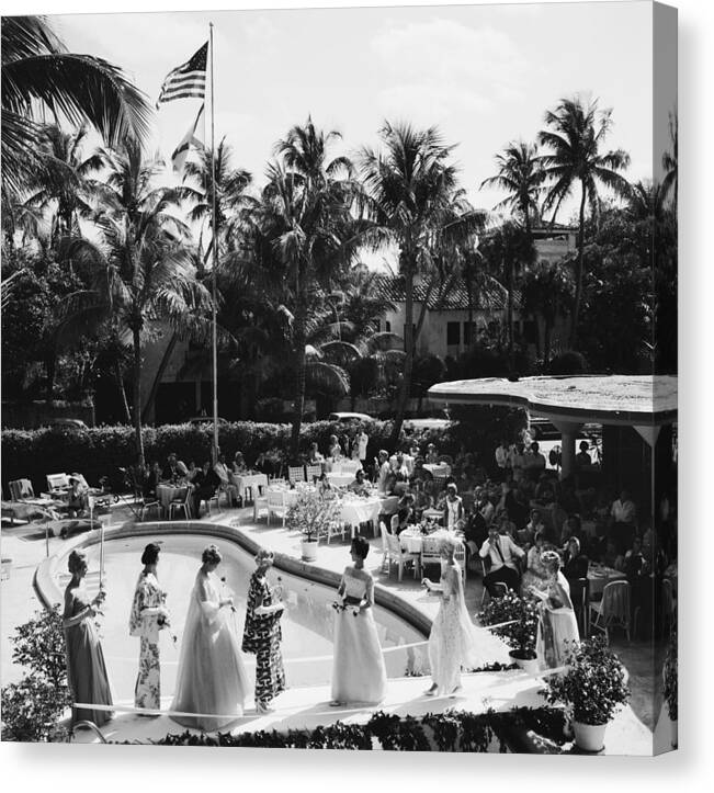 People Canvas Print featuring the photograph Palm Beach Fashion Show by Slim Aarons