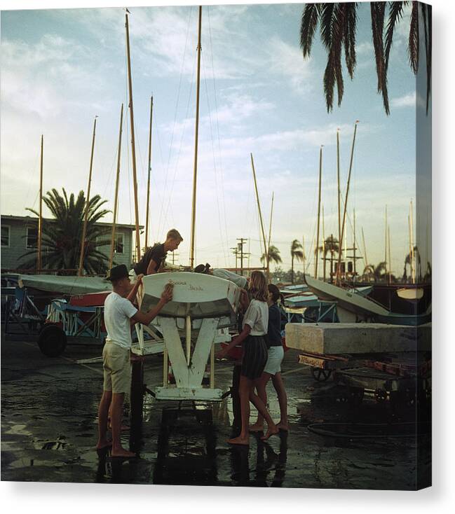 Working Canvas Print featuring the photograph San Diego Boatyard by Slim Aarons