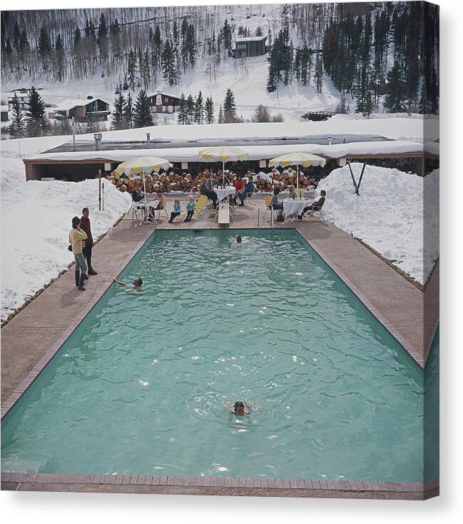 Child Canvas Print featuring the photograph Snow Round The Pool by Slim Aarons
