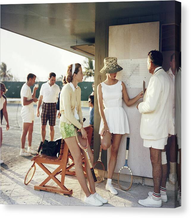Tennis Canvas Print featuring the photograph Tennis In The Bahamas by Slim Aarons