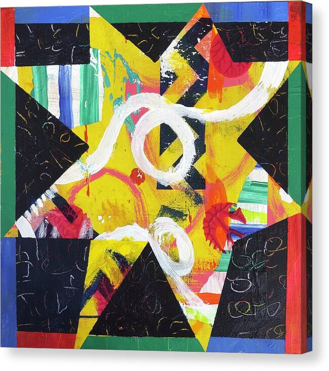 Star Canvas Print featuring the painting Dancing Yellow Star by Cyndie Katz