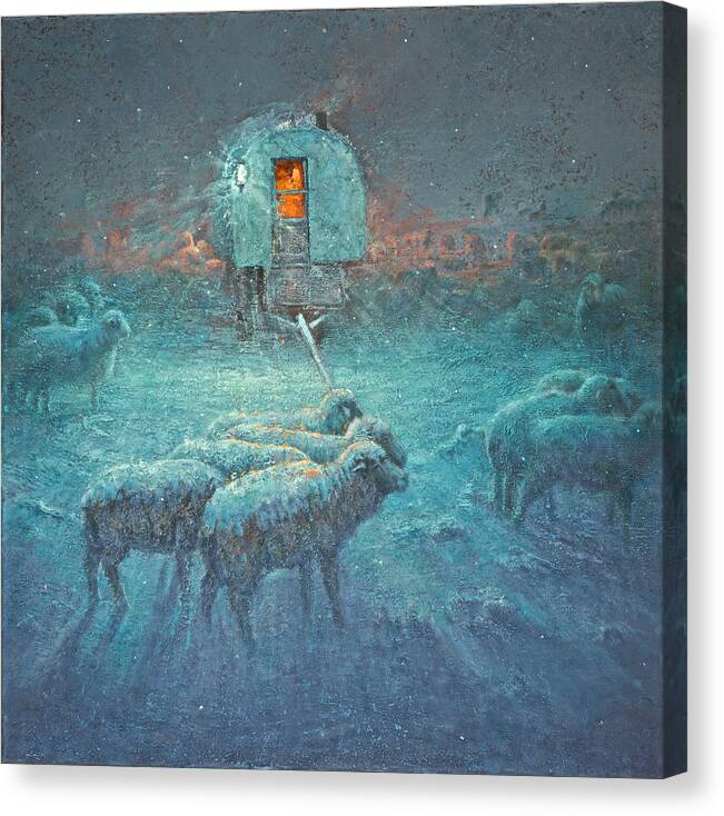 Sheep Wagon Canvas Print featuring the painting Do You Hear What I Hear by Mia DeLode