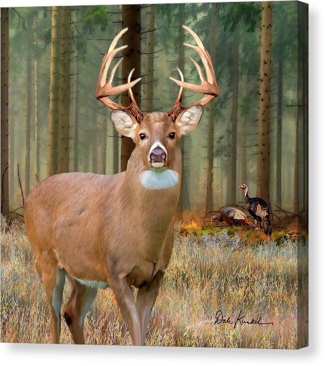 Whitetail Deer Canvas Print featuring the painting Whitetail Deer Art Squares - The Legend by Dale Kunkel Art