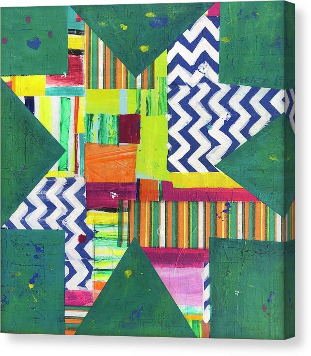 Star Canvas Print featuring the painting Zigzag Star by Cyndie Katz