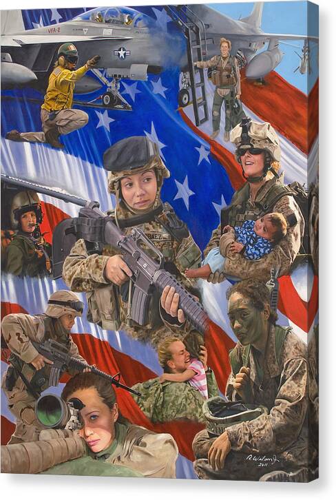 War Canvas Print featuring the painting Fair Faces of Courage by Karen Wilson