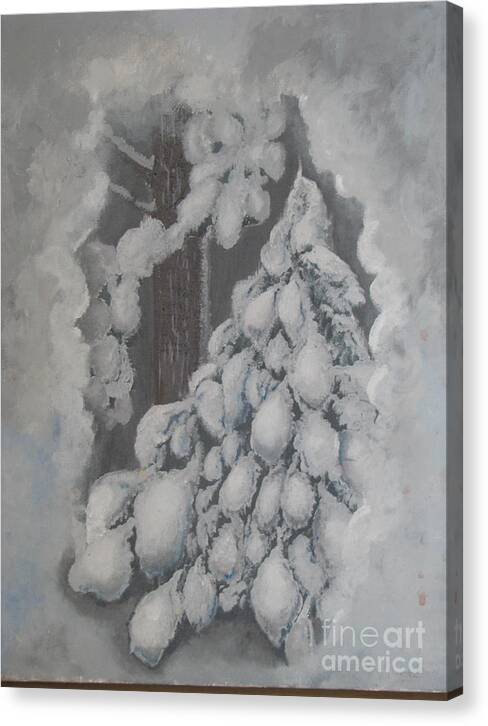 Winter Canvas Print featuring the painting Window In The Storm by Patricia Kanzler