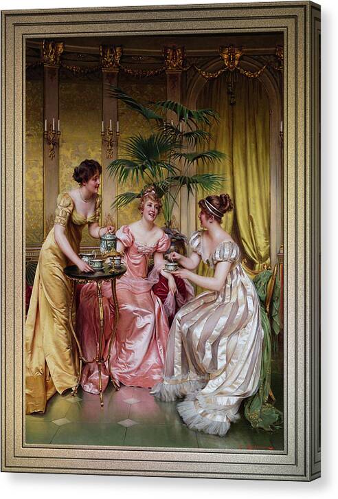 Afternoon Tea Canvas Print featuring the painting Afternoon Tea by Frederic Soulacroix by Xzendor7