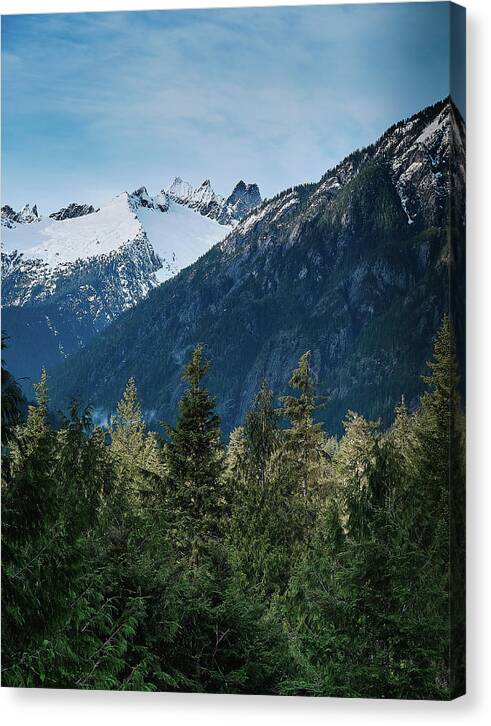 Snow Capped Canvas Print featuring the photograph Cascade View by Jermaine Beckley